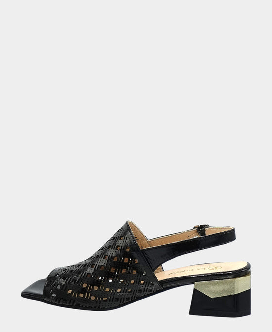 Patent Leather Perforated Heeled Sandal view 2