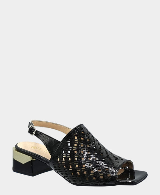 Patent Leather Perforated Heeled Sandal view 1