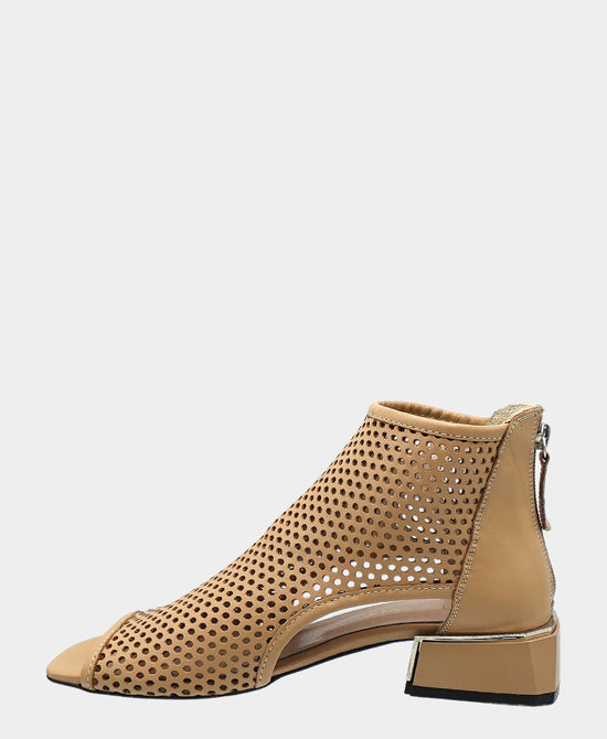Leather Perforated Heeled Sandal view 2