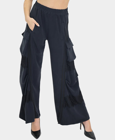 Modal Cargo Pants w/ Lace Accents image 1