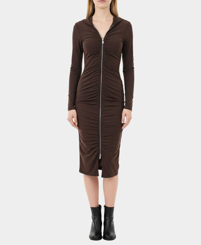 Midi Zipper Front Dress w/ Hood image 1