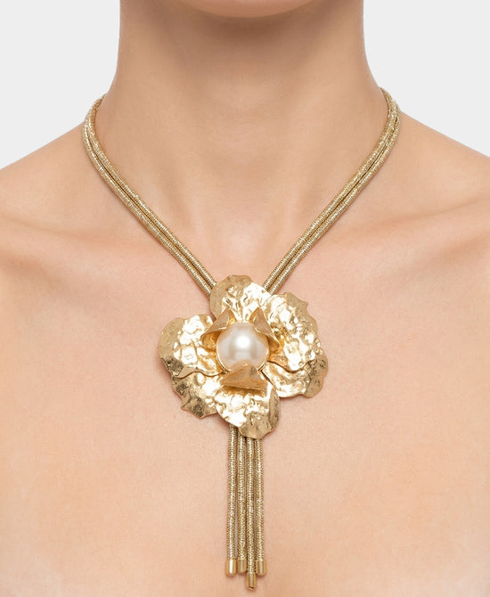 
Lariat Flower Necklace in GOLD view 1