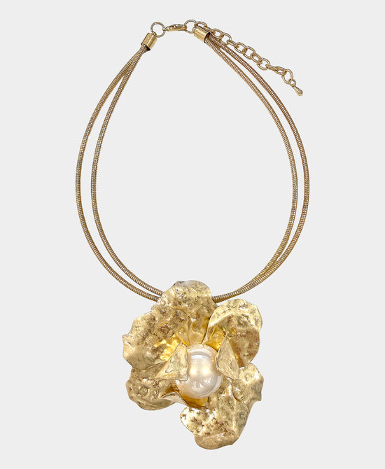 Faux Pearl Flower Necklace view 1