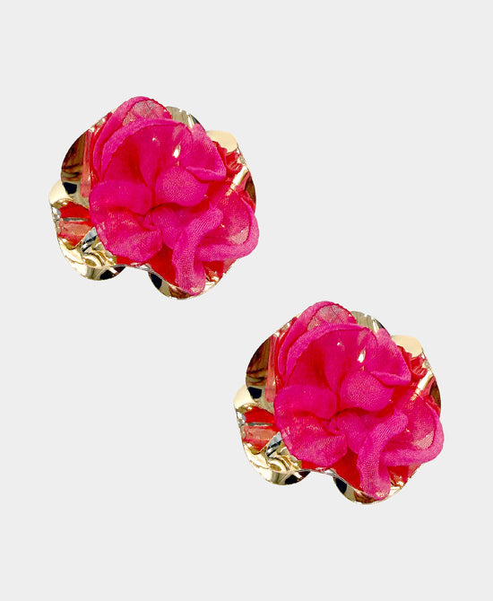 Chiffon Flower Stud Earrings view 