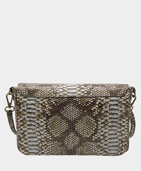 Leather Snake Print Crossbody Bag view 