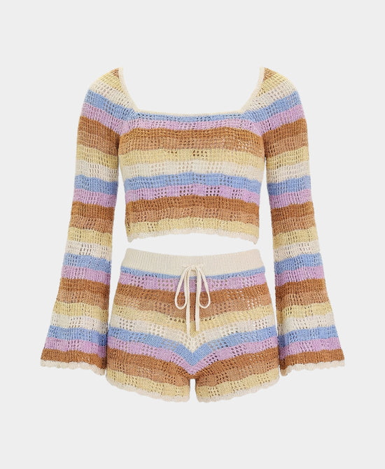 Striped Crochet Top & Shorts - 2 Pc Set view 2