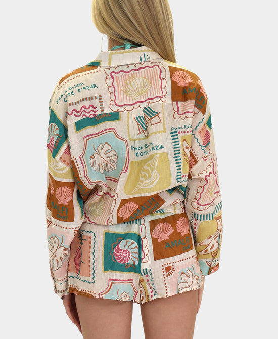 Linen Printed Top & Shorts - 2 Pc Set view 2