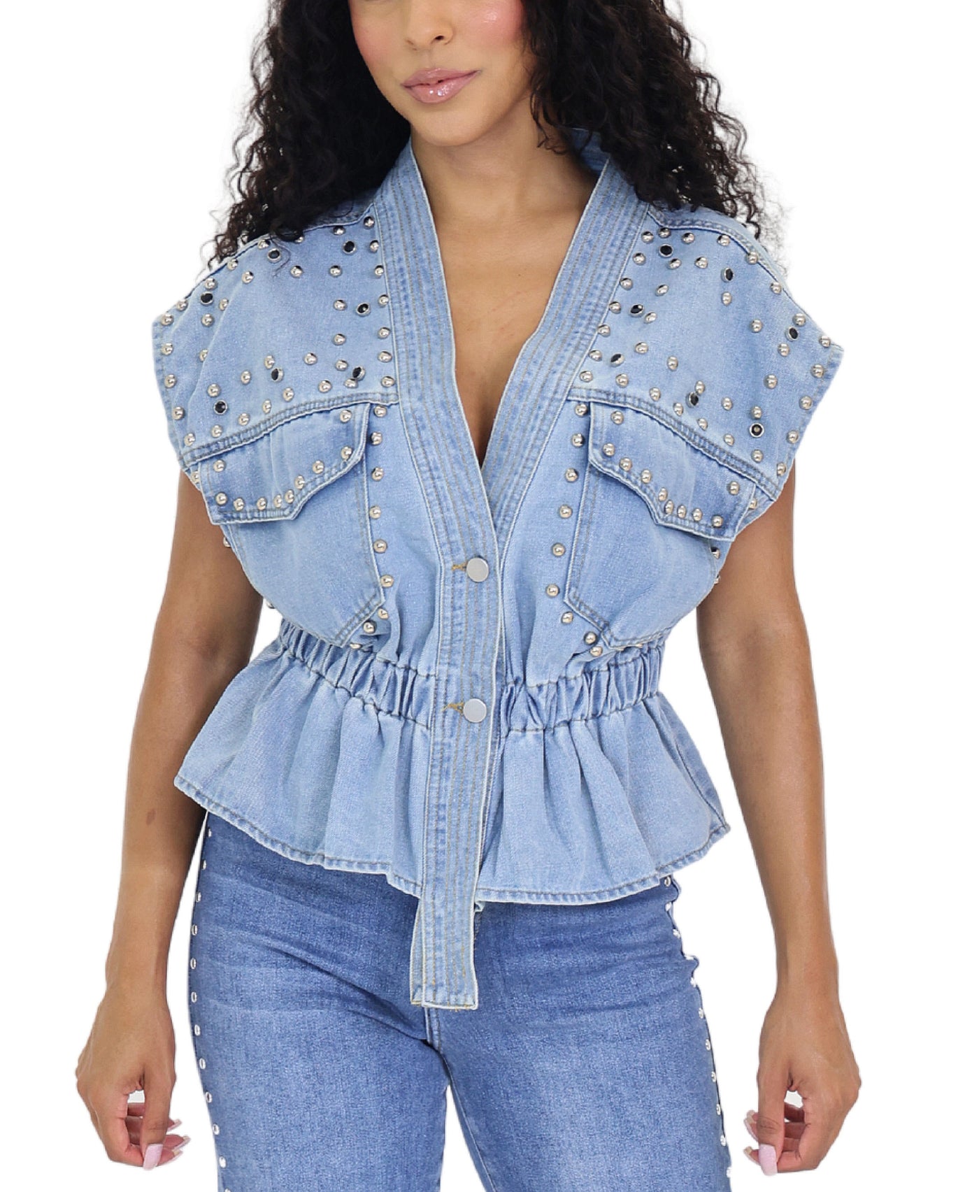 Denim Vest w/ Studs view 1