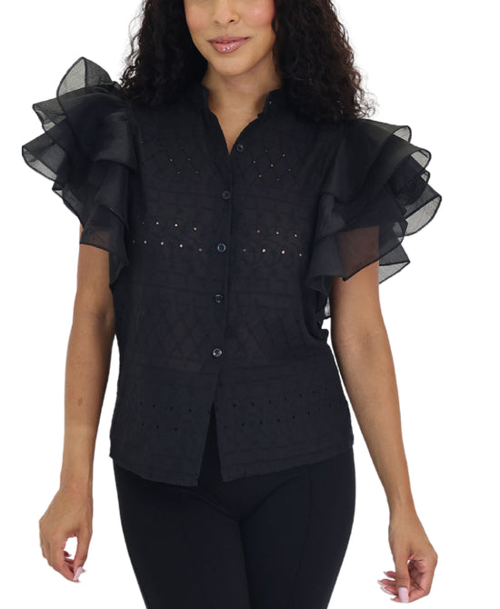 Eyelet Top w/ Ruffle Sleeves view 