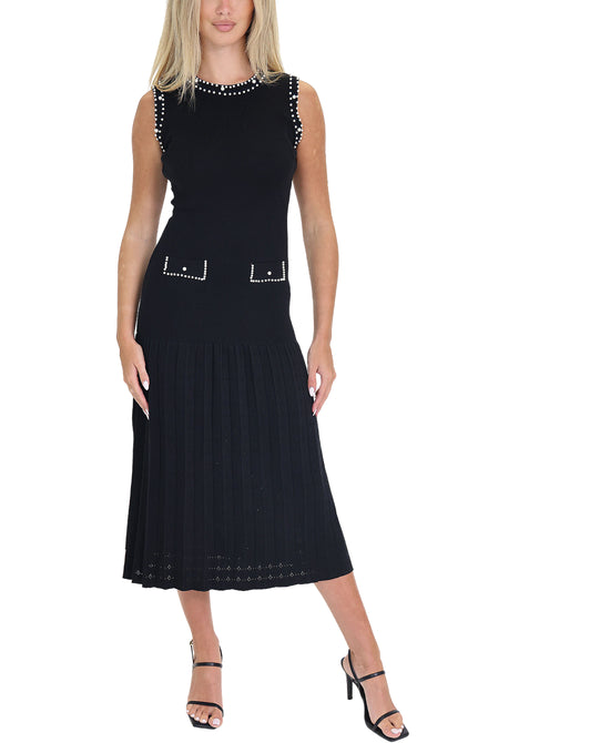Knit Midi Dress w/ Pearls view 