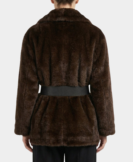 Faux Fur Jacket w/ Belt view 