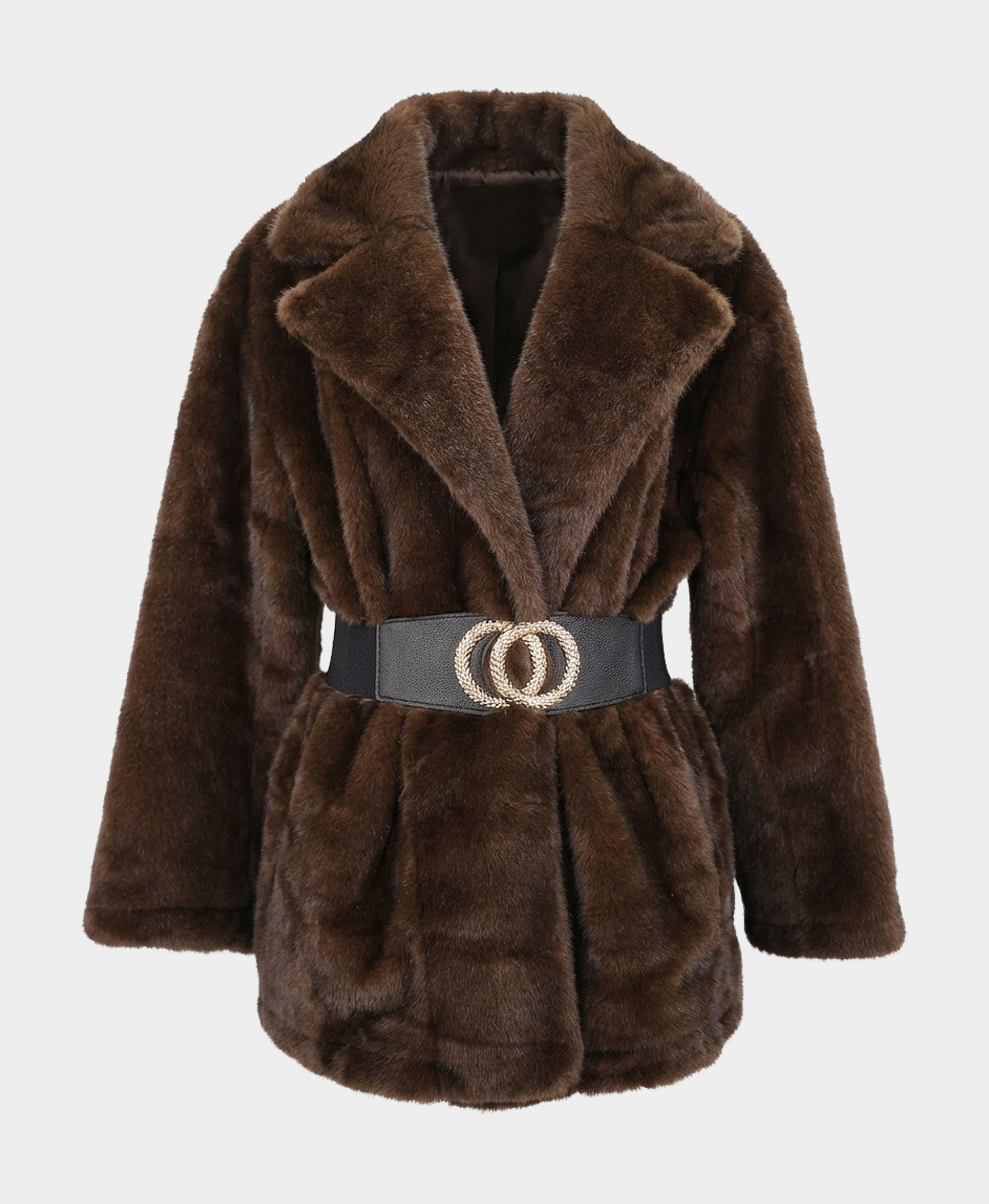 Faux Fur Jacket w/ Belt view 3