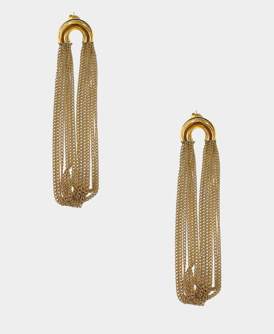 Fringe Drop Hoop Earrings view 