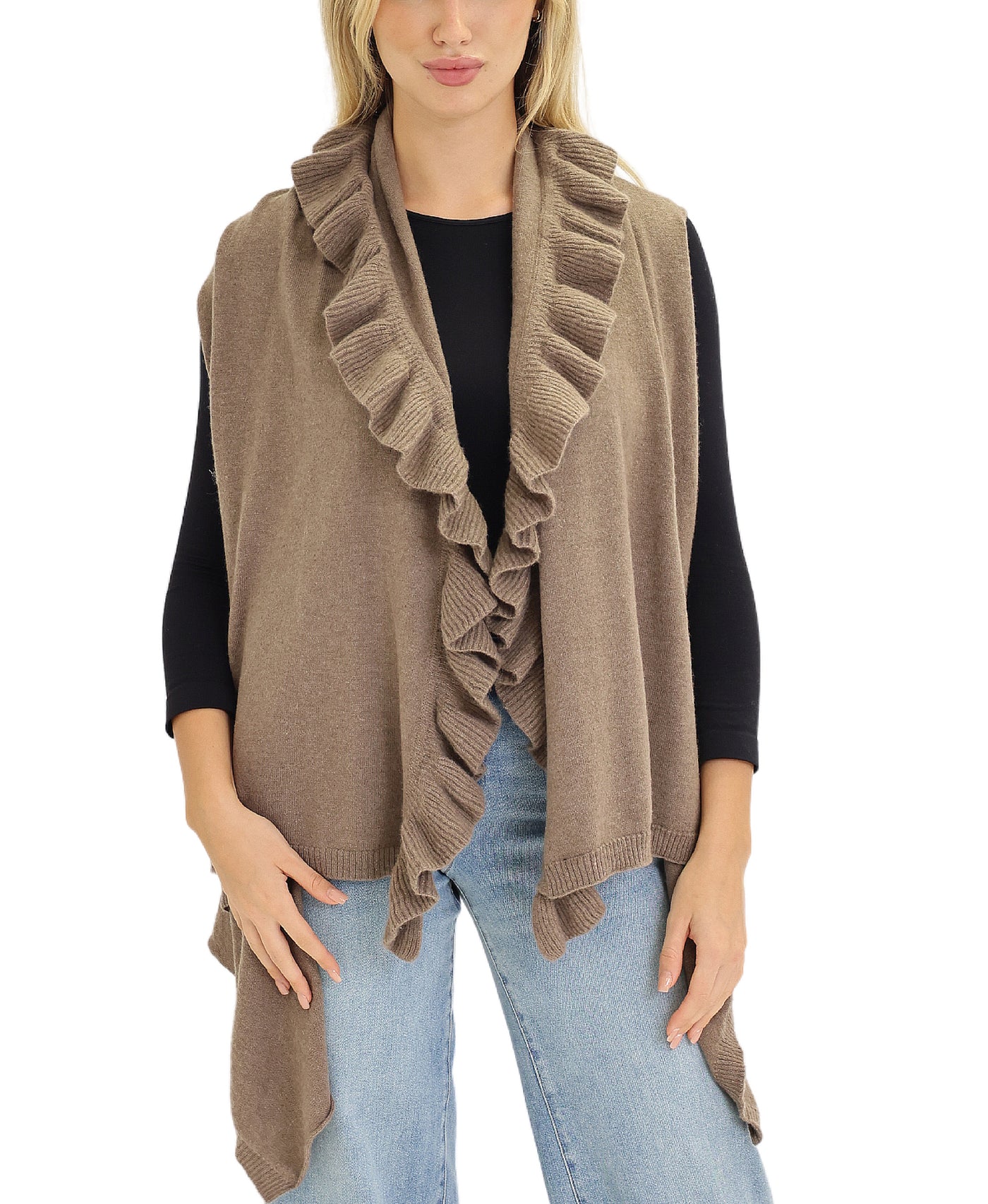 Cashmere Knit Vest w/ Ruffles view 1