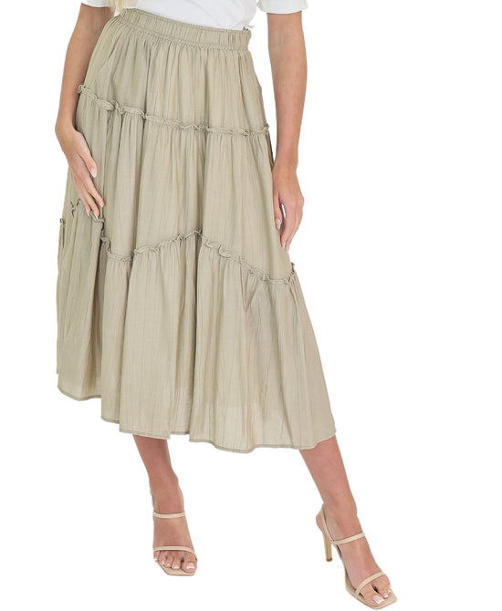 Ruffle Trim Midi Skirt view 