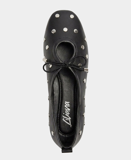 
Faux Leather Studded Ballet Flat in BLACK view 2