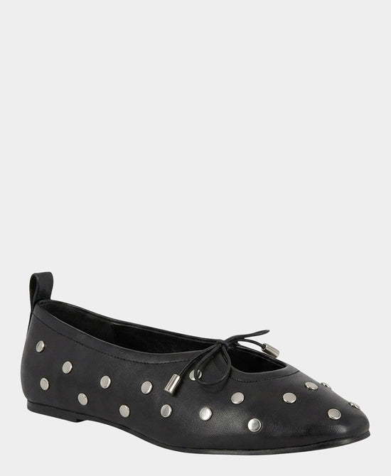 
Faux Leather Studded Ballet Flat in BLACK view 1