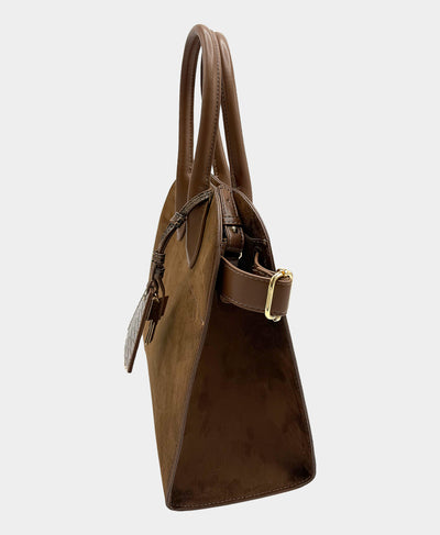 Faux Suede Handbag w/ Charm image 2