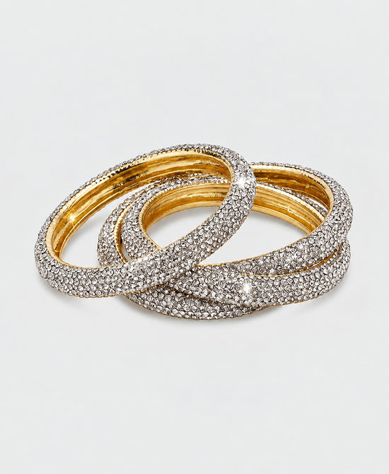 
Set Of 3 Crystal Elastic Bracelets in SILVER view 2