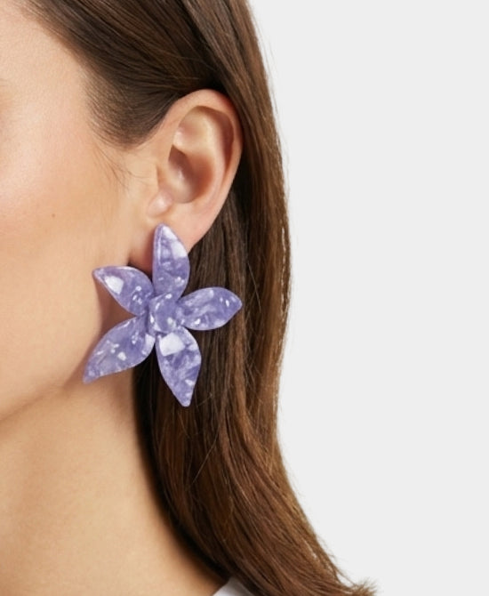 
Flower Resin Earrings in PERIWINKLE view 1