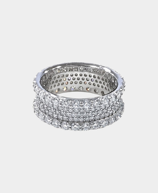 
Moissanite Wide Pave Band Engagement Ring in SILVER view 1