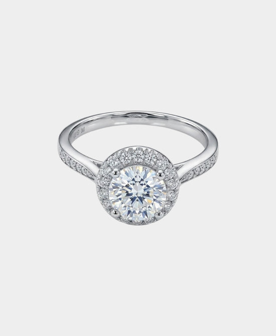 
Moissanite Round Halo Engagement Ring in SILVER view 1