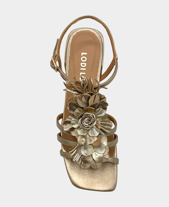 Metallic Leather Heeled Flower Sandal view 2