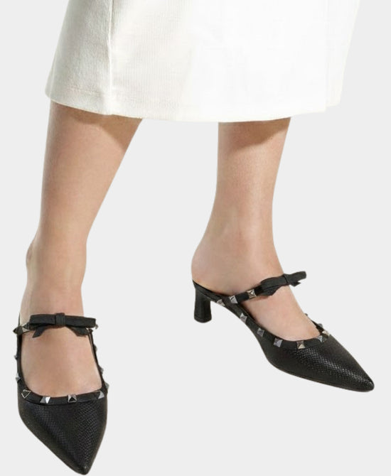 Textured Leather Pump w/ Studs view 2