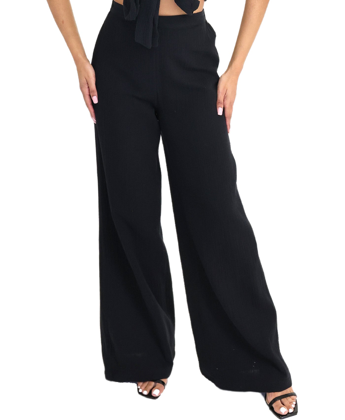 Solid Wide Leg Pants