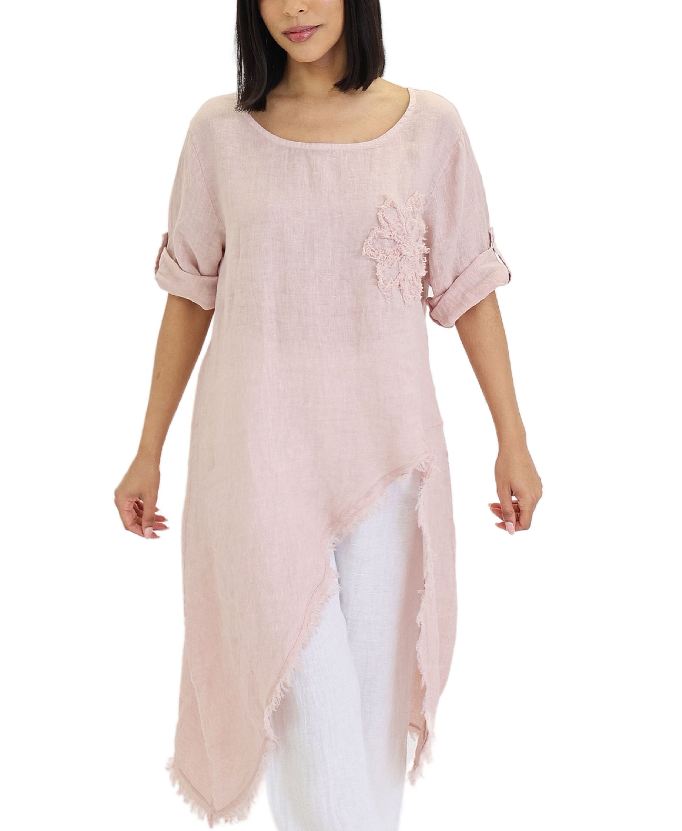 Hi-Lo Linen Tunic Top view 1