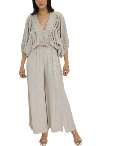 Linen Pants w/ Button Detail image 2
