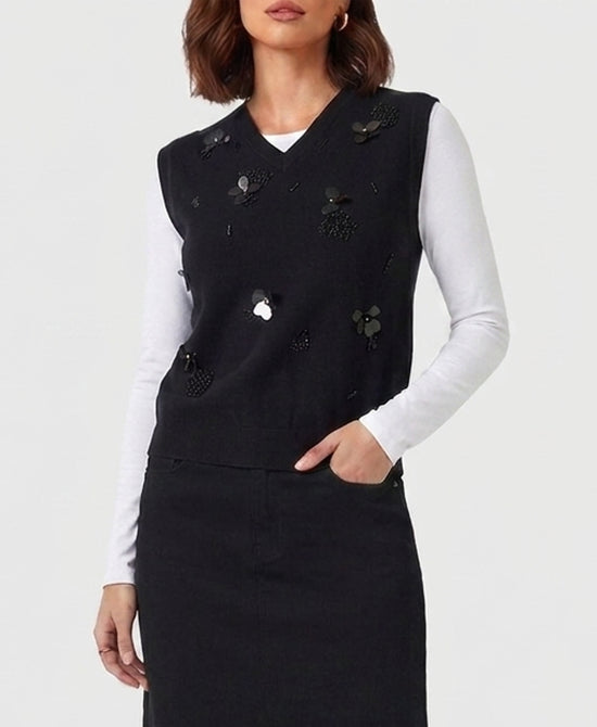 
Knit Vest w/ Sequins in BLACK view 1