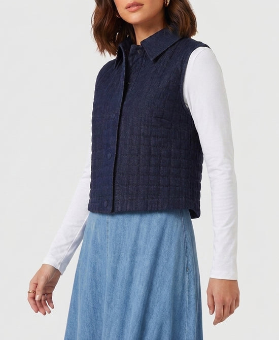 
Denim Quilted Vest in NAVY view 1