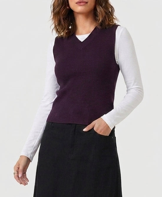 
Knit Vest in PLUM view 1