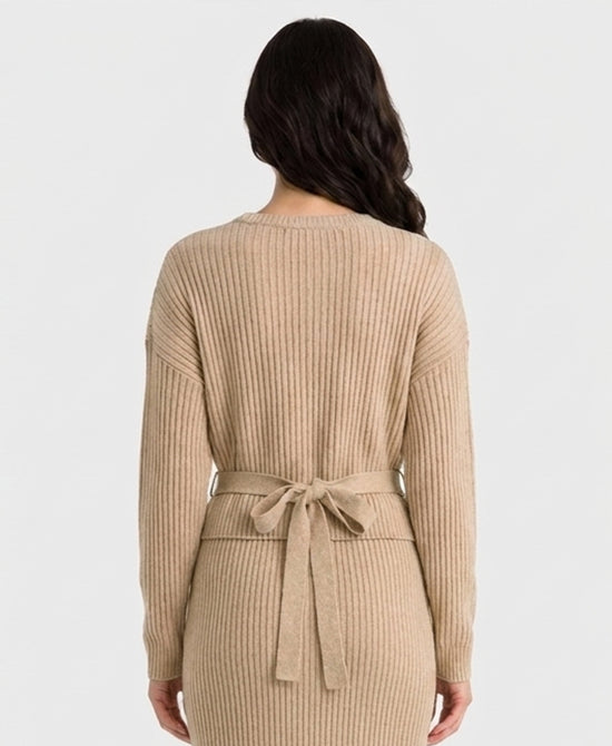 
Hi-Lo Ribbed Sweater in TAN view 2