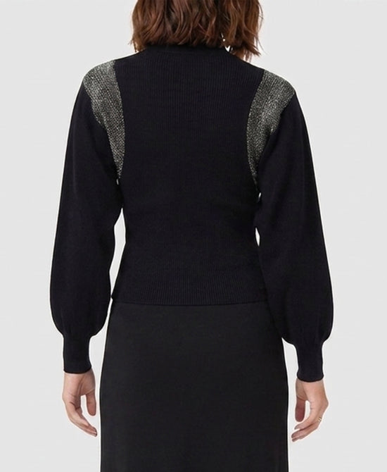 
Knit Top w/ Metallic Trim in BLACK view 2