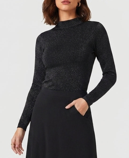 
Metallic Knit Top in BLACK/SILVER view 1