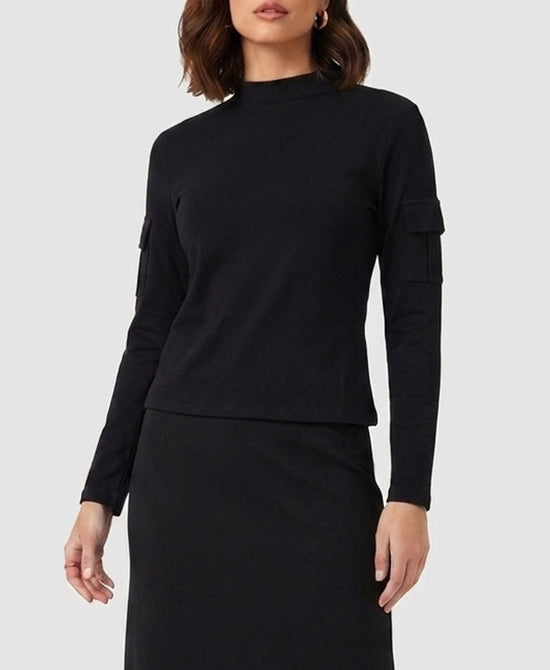 
Top w/ Cargo Pocket Sleeves in BLACK view 1