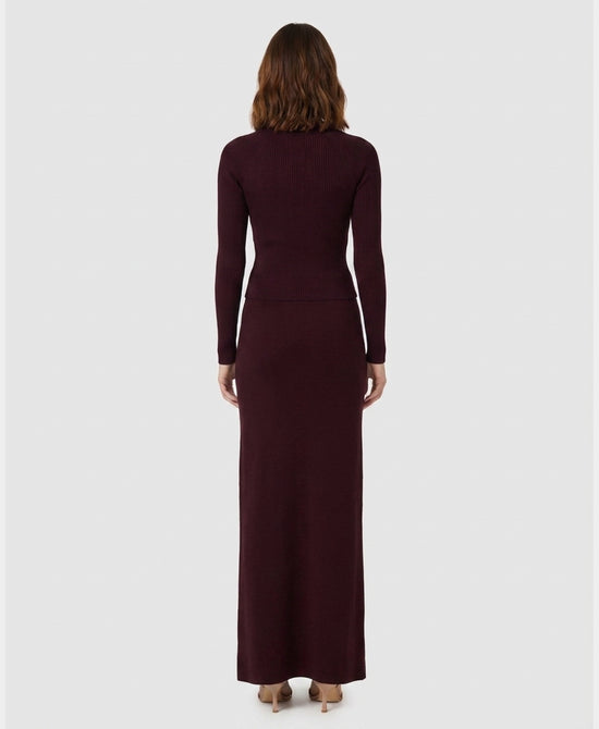 
Ribbed Mock Neck Sweater in PLUM view 2