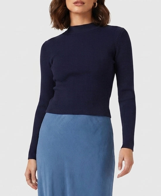 
Ribbed Mock Neck Sweater in NAVY view 1
