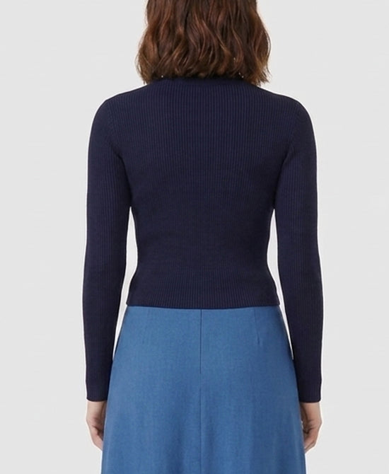 
Ribbed Mock Neck Sweater in NAVY view 2