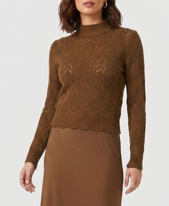 
Pointelle Sweater in TAN view 1