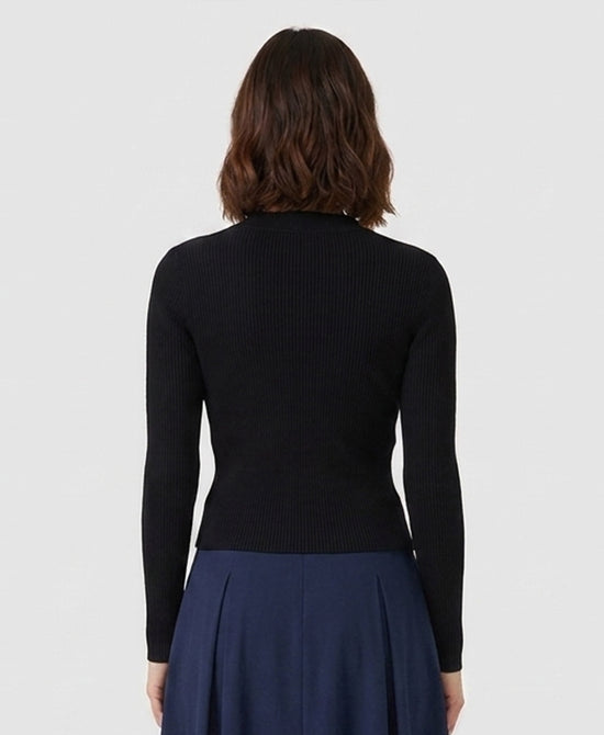 
Ribbed Mock Neck Sweater in BLACK view 2