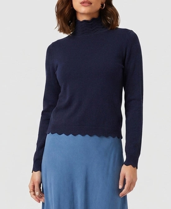 
Sweater w/ Scallop Trim in NAVY view 1