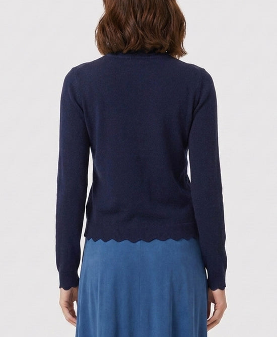 
Sweater w/ Scallop Trim in NAVY view 2