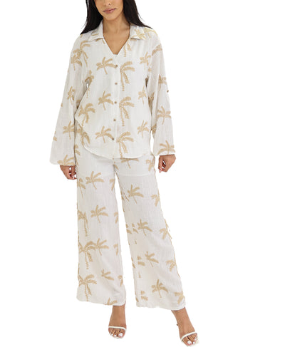 Linen Embroidered Palm Shirt image 2