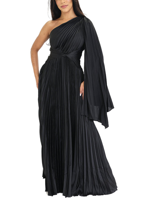 One Shoulder Pleated Maxi Dress view 1