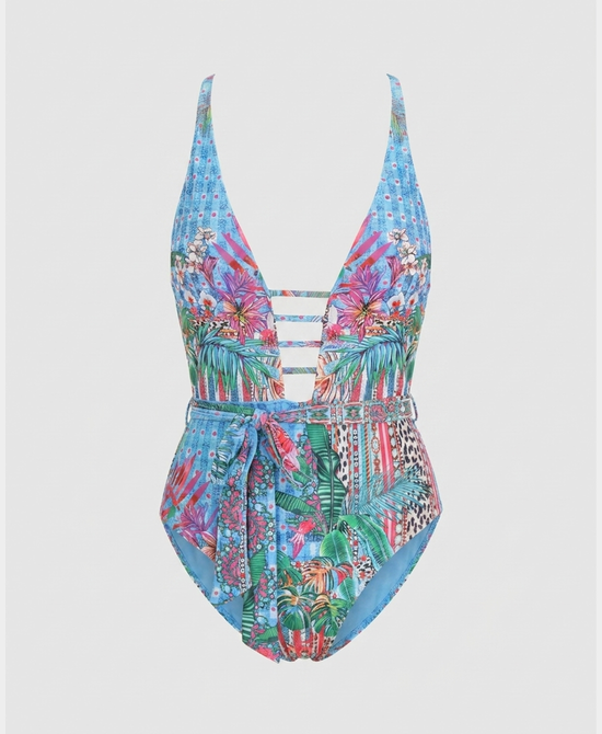 
Tropical Print Cutout One-Piece Swimsuit in MULTI view 2
