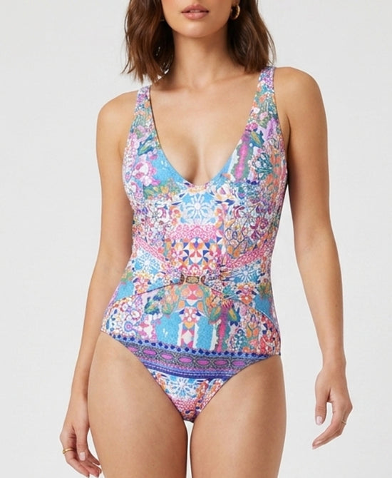 
Printed One-Piece Swimsuit in MULTI view 1