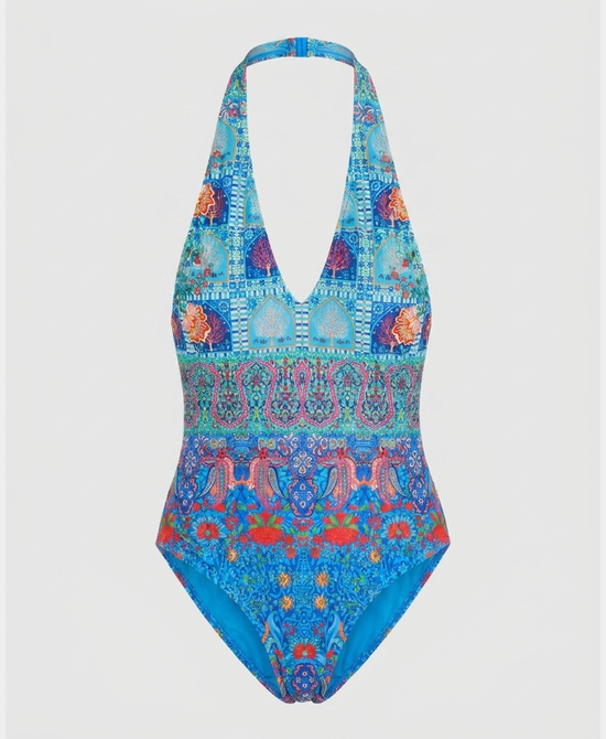 
Printed Halter One-Piece Swimsuit in MULTI view 2